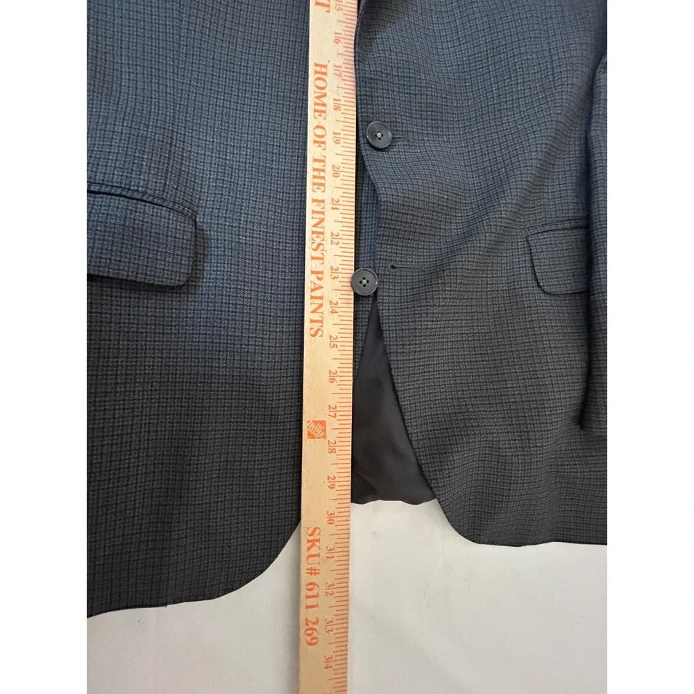 Peter Millar Gray Check Wool 2 Btn Sport Coat Blazer Sz 42R
